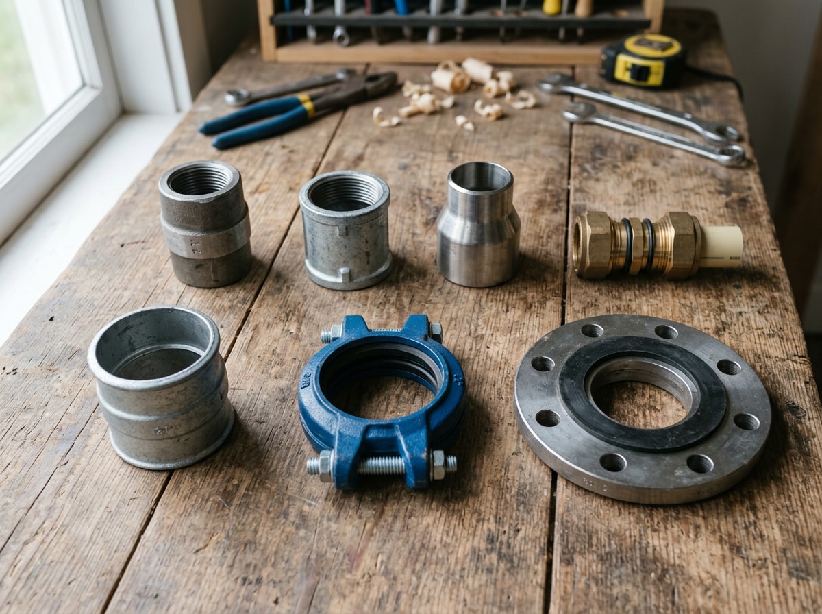 Simple comparison table graphic showing pipe coupling types side by side
