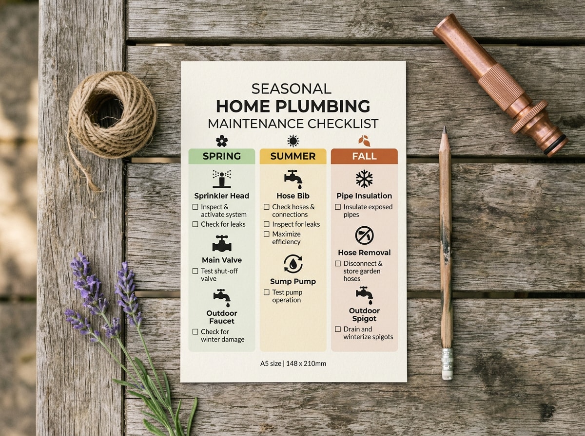 Seasonal outdoor plumbing checklist for spring, summer, and fall tasks in Glenpool, OK
